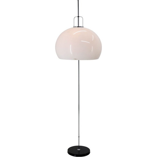 Lampadaire réglable vintage en métal et plastique blanc par Guzzini pour Meblo, 1970