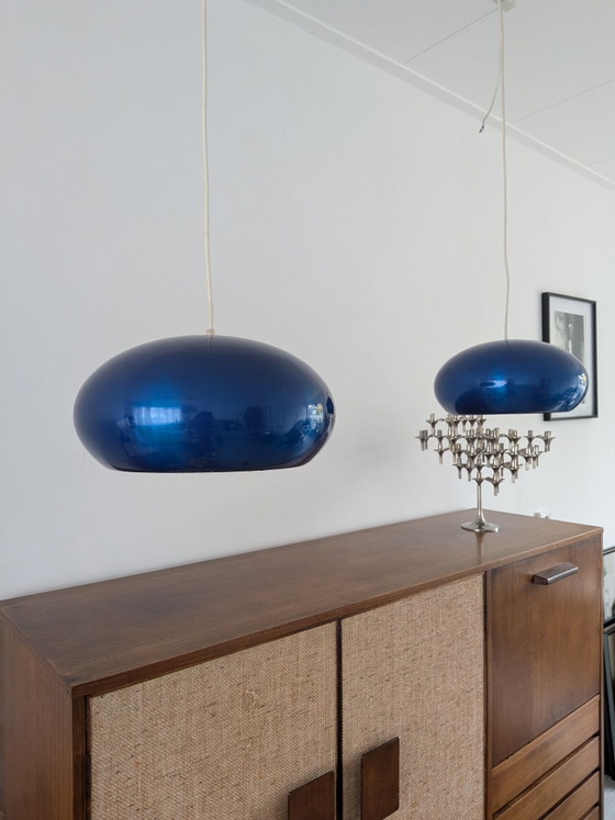 Jo Hammerborg Medio pendant lights for by Fog & Mørup in 1966, Pendant lamps, Aluminium, Blue (photo 2 of 13)