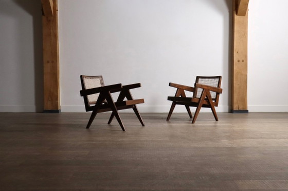 Fauteuils de salon Pierre Jeanneret PJ-SI-29-A en teck et rotin, années 1950 – Wood, Vintage (photo 9 of 16)