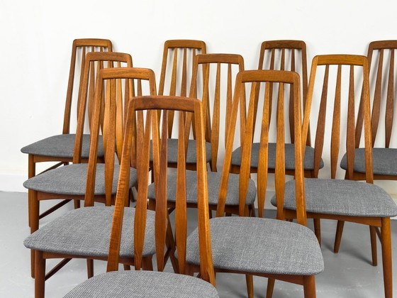 Image 1 of 10x chaises Eva en teck par Niels Koefoed pour Hornslet Møbelfabrik, années 1960