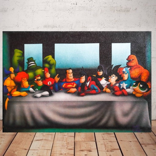 Photo imprimée sur plexiglas ou alu / Edition limitée / Street art / Decoration originale / La cène / Léonard de vinci / Marvel