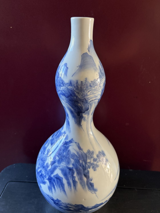 Beautiful Antique Japanese Blue and White Vase from 1840-1870 – asian vases from holland, Porcelain (photo 3 of 8)