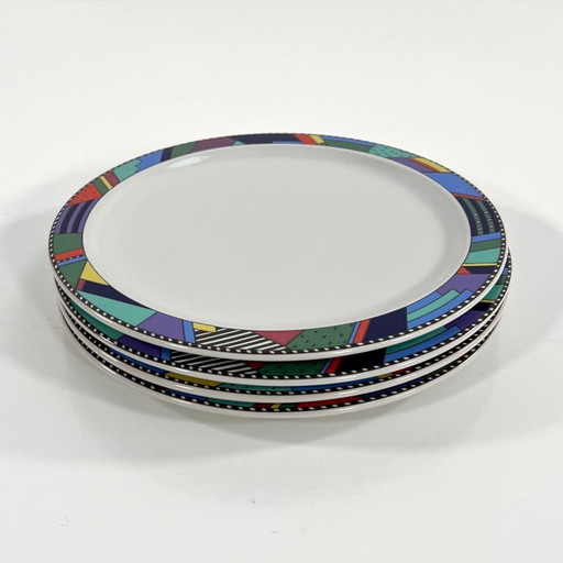 Set of 4 Plates Scenario Metropol by Barbara Brenner for Rosenthal, 1990s
