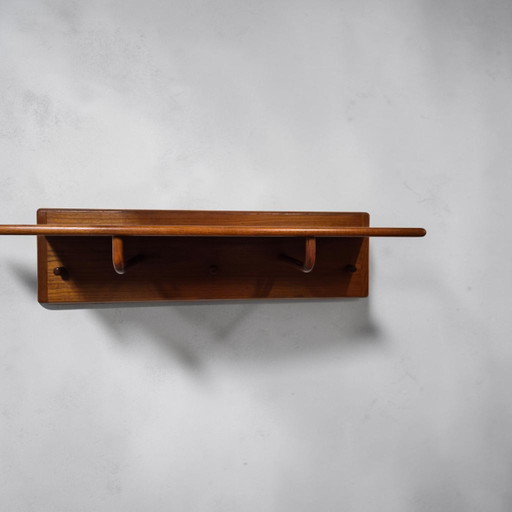 Porte-manteau mural en teck style Mid-Century, Vildbjerg, Danemark, années 1960 – wandrek, Wood