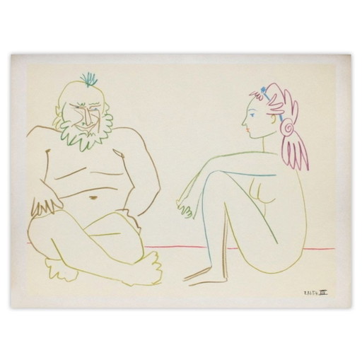 Pablo PICASSO Lithograph Comédie Humaine : 27.1.54. XIV – lithos zeefdrukken, Paper (photo 2 of 5)