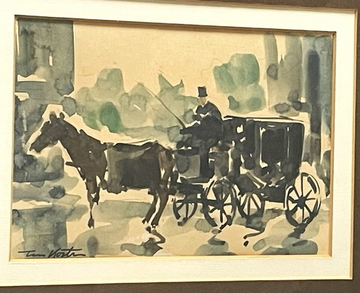 Toon Koster (1913 - 1989) - The Coachman – schilderijen tekeningen, Paper (photo 2 of 6)