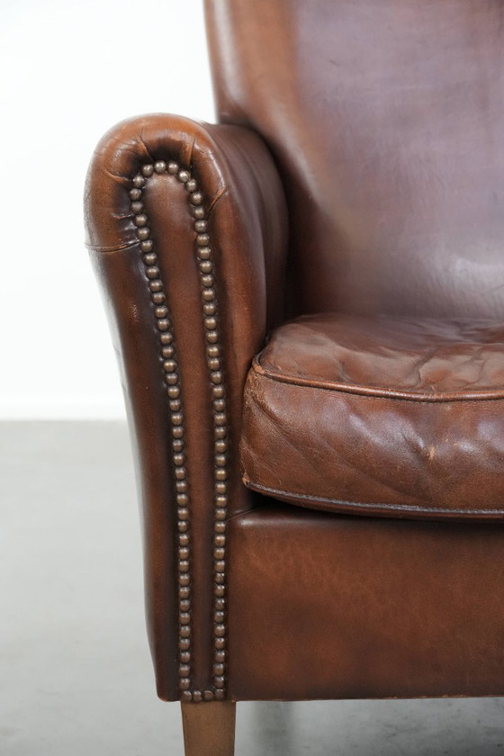 Image 1 of Vintage schapenleren fauteuil/ armchair met prachtige warme kleuren