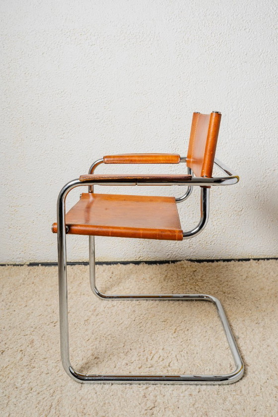 Image 1 of 2 sedie MG5 Mart Stam & Marcel Breuer Mid-Century Modern in pelle marrone cognac, anni '70