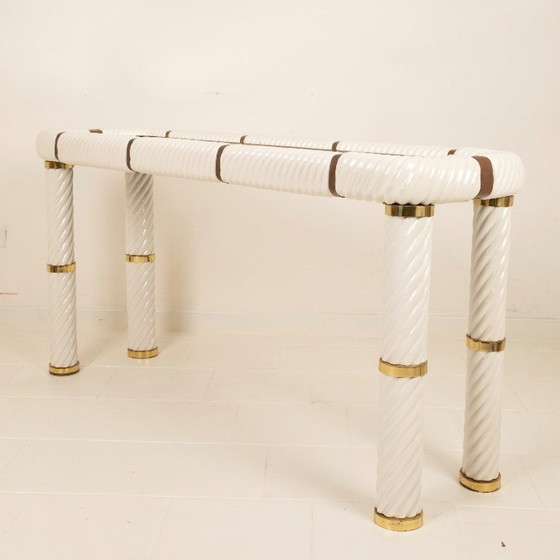 Image 1 of Console en porcelaine et laiton de Tommaso Barbi, 1970