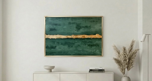 Acrylic painting "Golden Emerald"