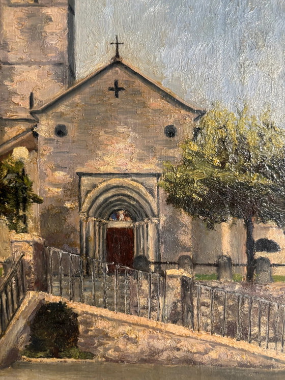 1960s Oil Painting on Cardboard - Small Church, Paintings & Drawings (photo 4 of 6)