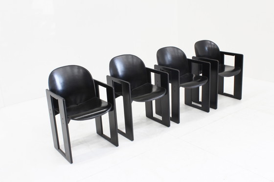 Image 1 of Chaises de salle à manger Dialogo en cuir noir par Afra et Tobia Scarpa pour B&B Italia