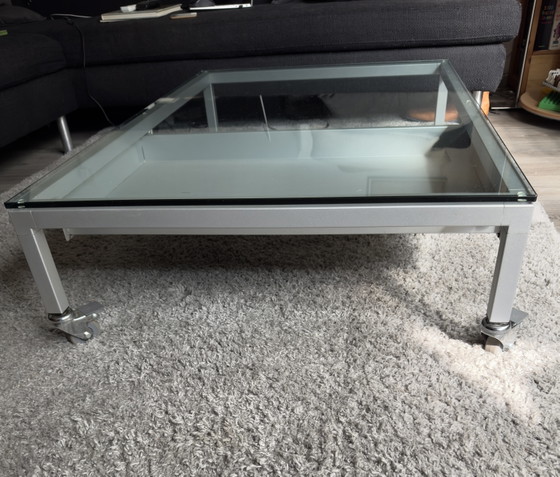 Design salontafel op wielen met lade – Desalto, Glass, Metal (photo 9 of 15)