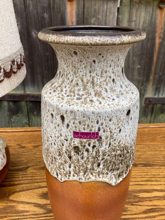 Image 1 of Scheurich Vase Fat Lava West Germany Table Lamp Ceramic Base 70s Vintage