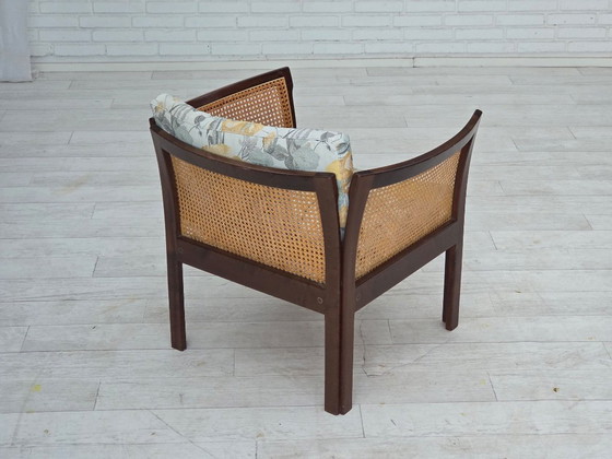 Image 1 of Années 1970, design danois d'Illum Wikkelsø, modèle de fauteuil « Plexus », bois de teck, structure en maille.