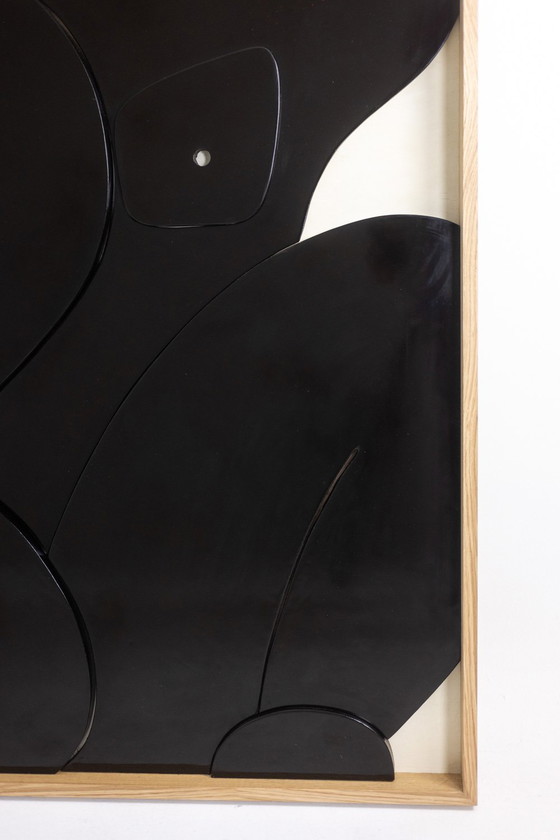 Image 1 of Large Bas-Relief Panel "Oh! Sortez du Cadre". Contemporary.