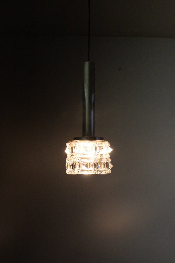 Image 1 of Lampada a sospensione vintage in vetro sfaccettato, anni '70