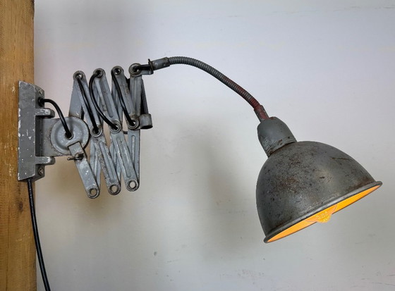 Image 1 of Grey Industrial Gooseneck Scissor Wall Lamp from Elektroinstala, 1960s
