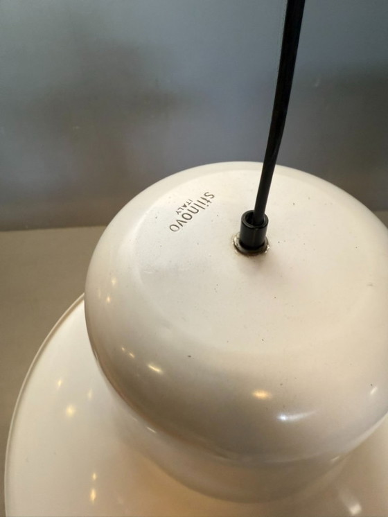 Image 1 of Weiße Hängelampe „Campana“ von Joe Colombo für Stilnovo, Italien, 1970er Jahre