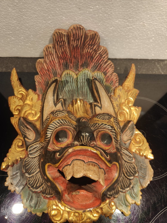 Image 1 of Máscara balinesa del siglo XIX, máscara de lujo hecha a mano.