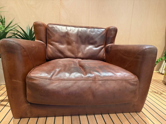 Image 1 of Poltrona in pelle Baxter – Design italiano – Splendida patina