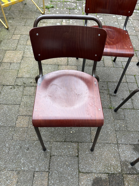 Set von 6 Gispen Stühlen – Esszimmerstühle, Wood, Metal (photo 5 of 10)