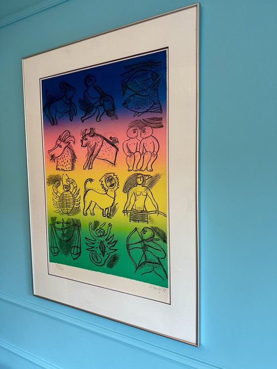 Image 1 of Vintage Corneille Zeefdruk Zodiac signs Multicolor