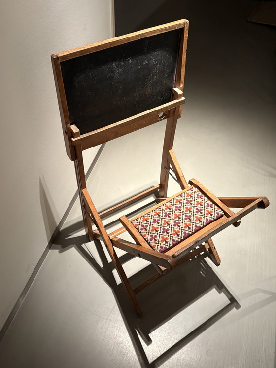 Image 1 of Banc d'école vintage avec tableau noir