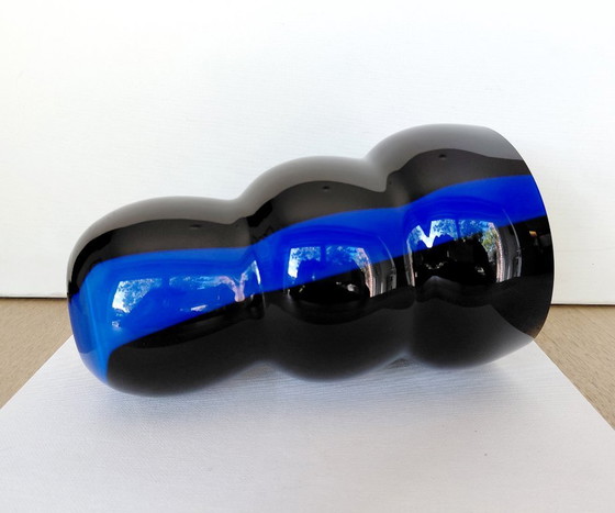 Vintage Christinenhütte Bubble Vase - Black/Blue 1980s – Glass (photo 9 of 11)