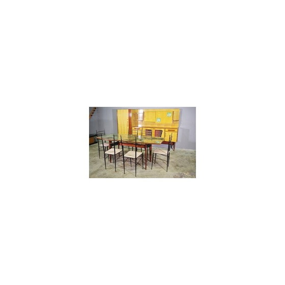 Image 1 of Vintage mahogany and beech veneer dining room set by Carlo De Carli, Italy 1965