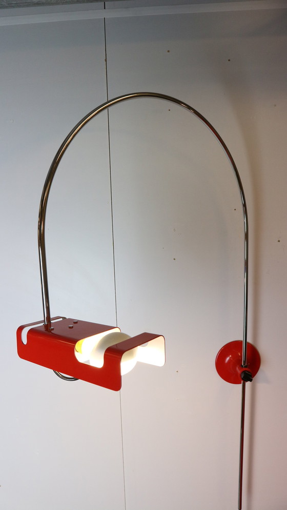 Image 1 of Lampe murale rouge en forme d'araignée de Joe Colombo pour O-Luce, 1965