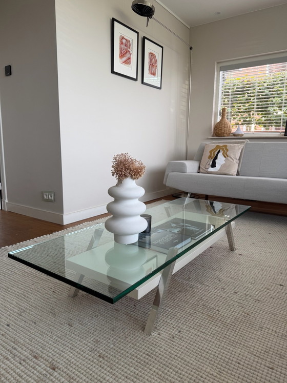 Maupertuus design salontafel, Chroom, Glas, Transparant (foto 5 van 5)