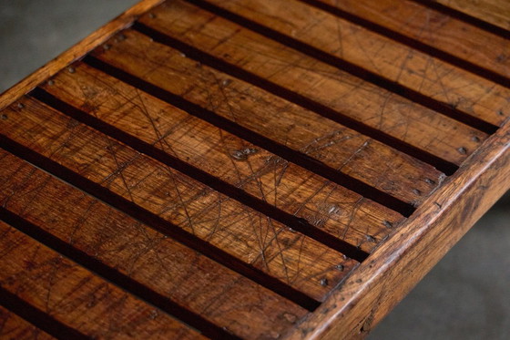 Image 1 of Panca in teak massello con doghe di Pierre Jeanneret, India, anni '50