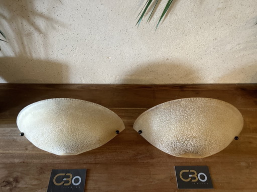 2x Lámpara de pared Terzani Mezza Luna: una media luna de cristal de Murano soplado a mano