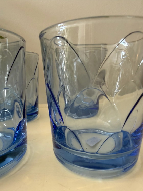 Set of 4 Vintage Blue Glass Water Glasses – Glass & Decanter (photo 5 of 5)
