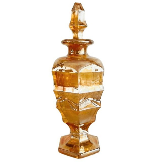 Image 1 of Vintage karafje Jeanette Carnival glas parfumflesje perzik 1930's