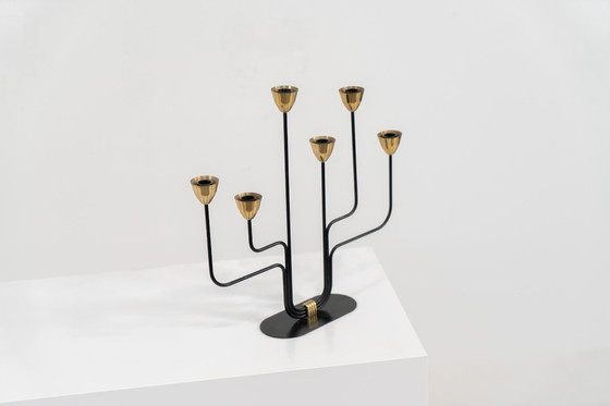 Image 1 of Candelabra in brass and metal by Gunnar Ander for Ystad-Metal (Sweden, 1950s).