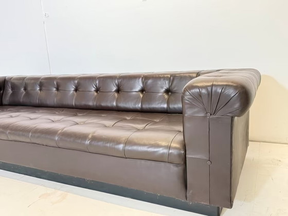 Image 1 of Edward Wormley Dunbar Leather Sofa Party 5407 Couch Armchair