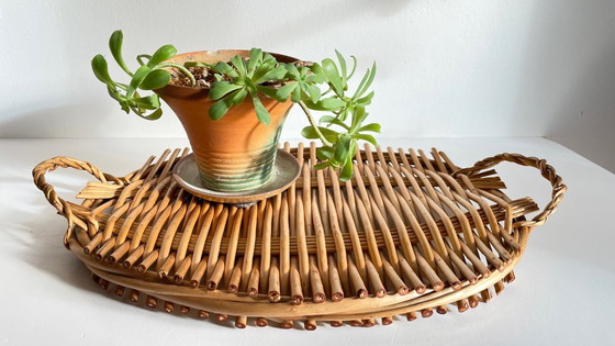 Image 1 of Vassoio di presentazione in rattan vintage