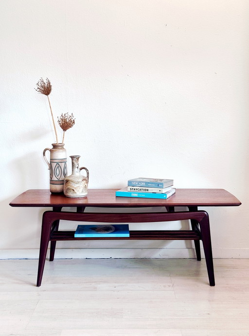 Table basse vintage Louis van Teeffelen, 1960, teck