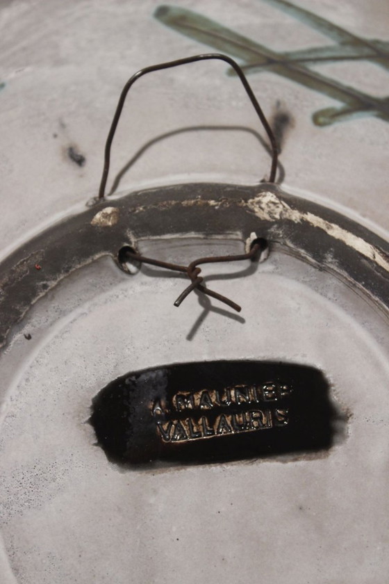 Image 1 of Alain Maunier en Vallauris - Gran plato decorativo de pared con decoración de óxido, años 60