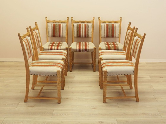Set di Sedie da Pranzo di Henning Kjærnulf, Struttura in Rovere Massiccio, Danimarca, anni '60 – Textile (photo 2 of 13)