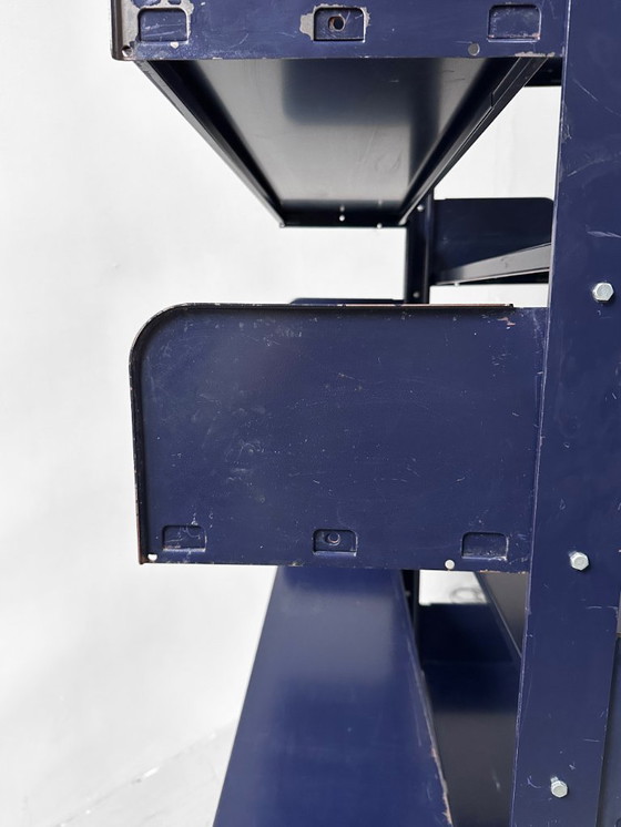 Image 1 of Italienisch-Dutch Lips Vago "Congresso" Stahlblaues Doppelbücherregal, 1966