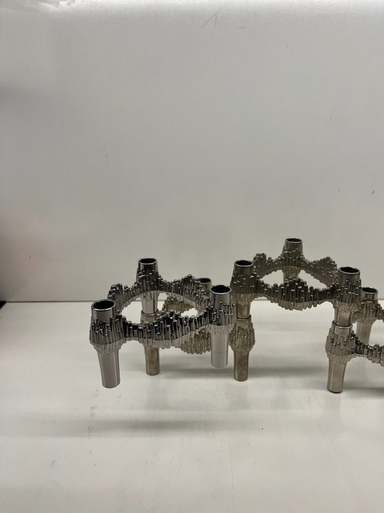 Lot of 4 "Quist" Stoff Nagel modular chrome stackable vintage candle holders, Metal, Silver (photo 4 of 7)