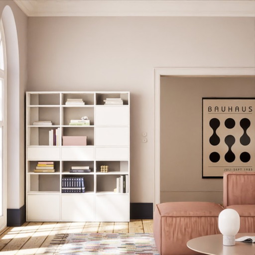 Rangement mural Tylko blanc avec portes et tiroirs