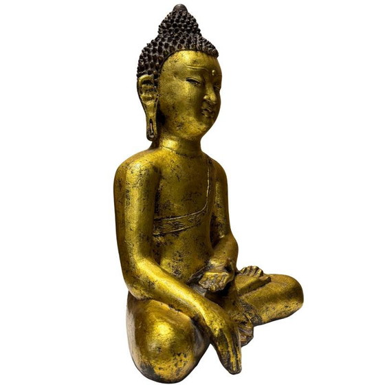 Antico Buddha Cinese in Ghisa Dorata – XVIII/XIX Secolo – Bhumisparsha Mudra – Fusione di Qualità Museale (photo 3 of 10)