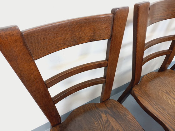 Image 1 of Set of 6 vintage brutalist oak chairs from the 1950s