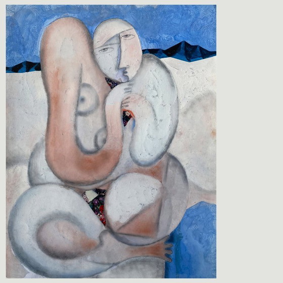 Image 1 of Expressionistisch en erotisch schilderij van N. Boéri Véfour. Frankrijk, jaren 2000.