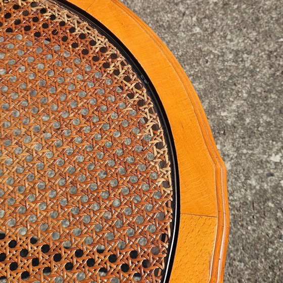 Image 1 of Big Oval Cane Glas Coffee Table From The 70s