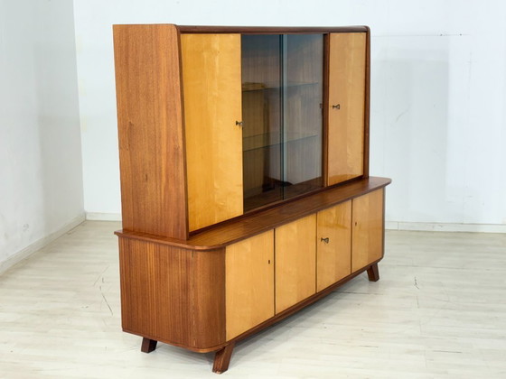 Image 1 of Prachtige vintage hoge kast / barkast / dressoir / vitrinekast